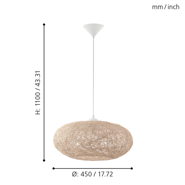 Pendelleuchte Campilo - Mischgewebe / Kunststoff - 1-flammig - Beige