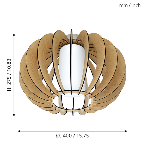 Deckenleuchte Stellato - Glas / Holz - 1-flammig - Beige
