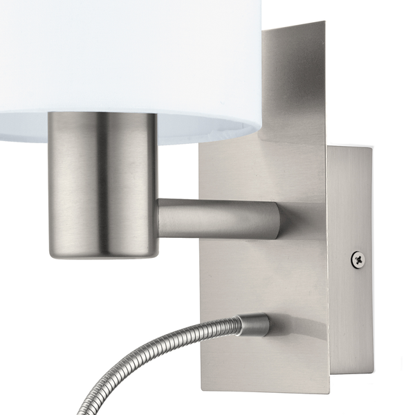 LED-Wandleuchte Pasteri - Mischgewebe / Stahl - 2-flammig - Weiß