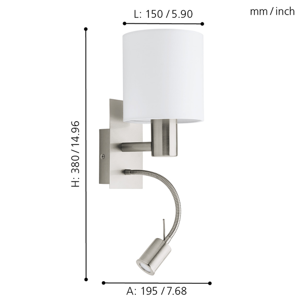 LED-Wandleuchte Pasteri - Mischgewebe / Stahl - 2-flammig - Weiß
