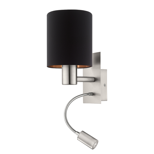 LED-Wandleuchte Pasteri - Mischgewebe / Stahl - 2-flammig - Schwarz