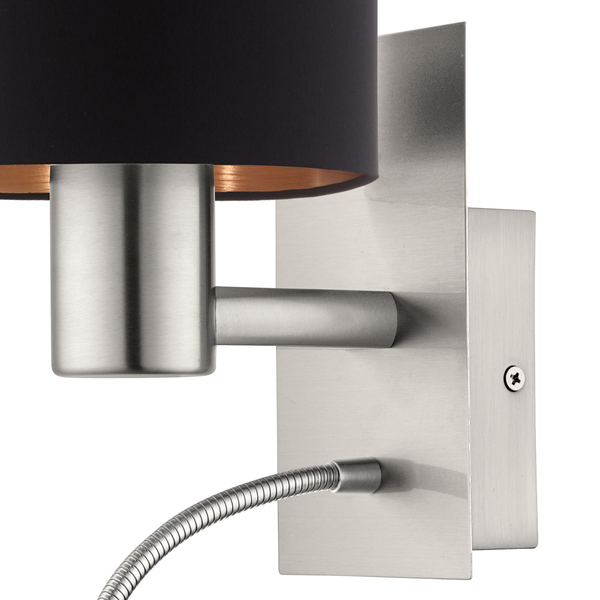 LED-Wandleuchte Pasteri - Mischgewebe / Stahl - 2-flammig - Schwarz
