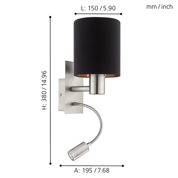 LED-Wandleuchte Pasteri - Mischgewebe / Stahl - 2-flammig - Schwarz