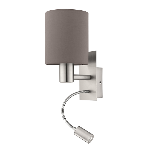 LED-Wandleuchte Pasteri - Mischgewebe / Stahl - 2-flammig - Cappuccino
