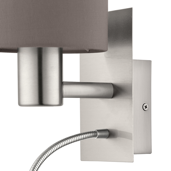 LED-Wandleuchte Pasteri - Mischgewebe / Stahl - 2-flammig - Cappuccino
