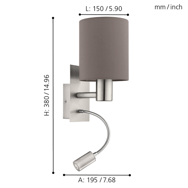 LED-Wandleuchte Pasteri - Mischgewebe / Stahl - 2-flammig - Cappuccino