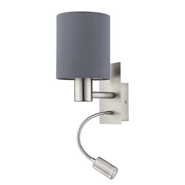 LED-Wandleuchte Pasteri - Mischgewebe / Stahl - 2-flammig - Grau