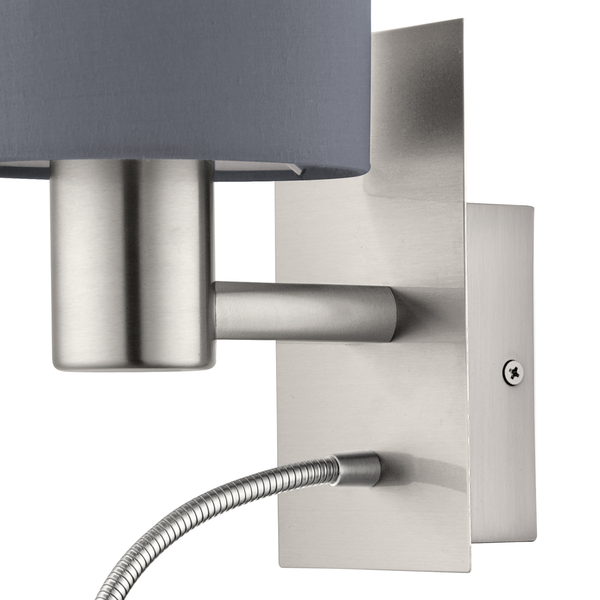 LED-Wandleuchte Pasteri - Mischgewebe / Stahl - 2-flammig - Grau