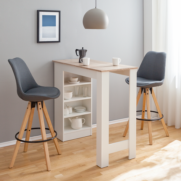 Barstuhl ALEDAS - Webstoff Cors: Dunkelgrau - 2er Set