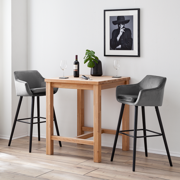 Barstuhl NICHOLAS - Samt Vilda: Dunkelgrau - 2er Set