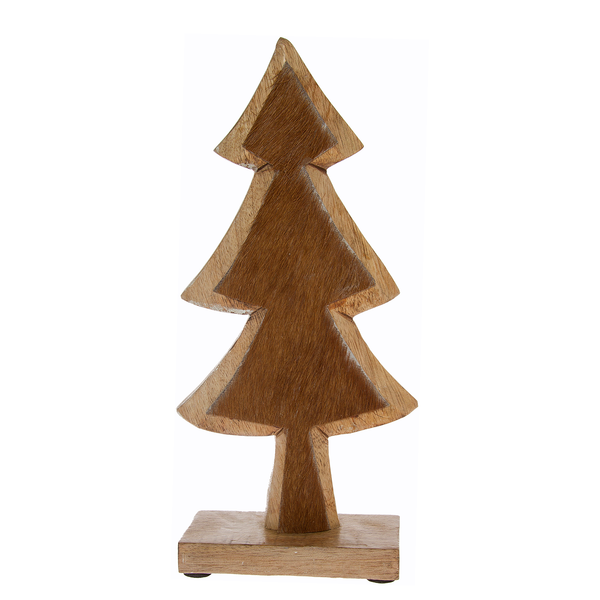 Dekofigur Holztannenbaum - Mangoholz - braun