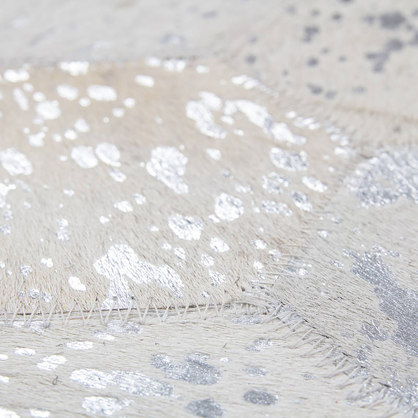 Kurzflorteppich Spark II - Leder - Wollweiß / Silber - 120 x 170 cm