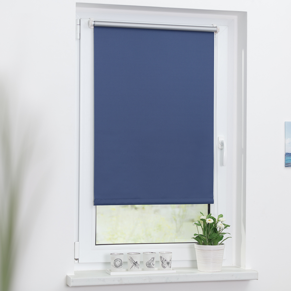 Thermo-Rollo Klemmfix - Webstoff - Meerblau - 90 x 220 cm