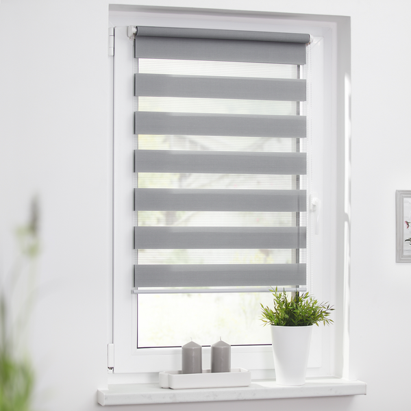 Duo-Rollo Klemmfix - Webstoff - Grau - 80 x 150 cm