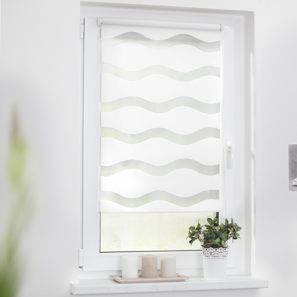 Duo-Rollo Welle - Webstoff - Weiß - 80 x 150 cm