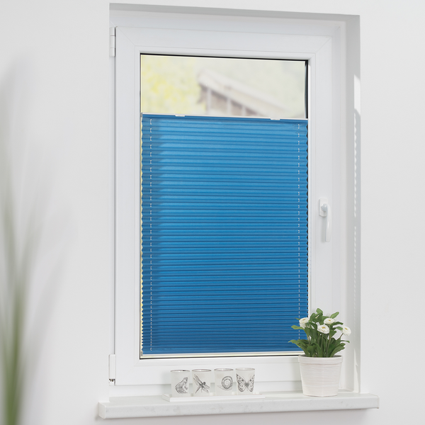 Plissee Haftfix - Webstoff - Kobaltblau - 90 x 130 cm