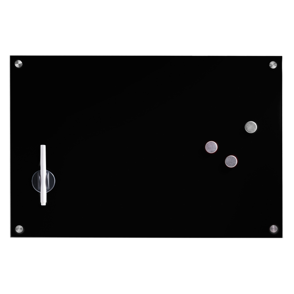 Memoboard Caldera - Sicherheitsglas / Edelstahl - Schwarz - 60 x 40 cm