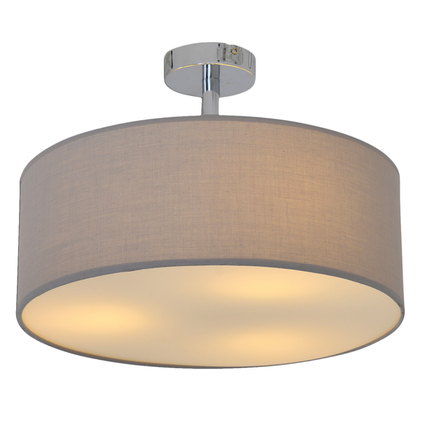 Deckenleuchte New York - Baumwollstoff / Edelstahl - 3-flammig - Grau