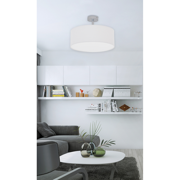 Deckenleuchte New York - Baumwollstoff / Edelstahl - 3-flammig - Weiß