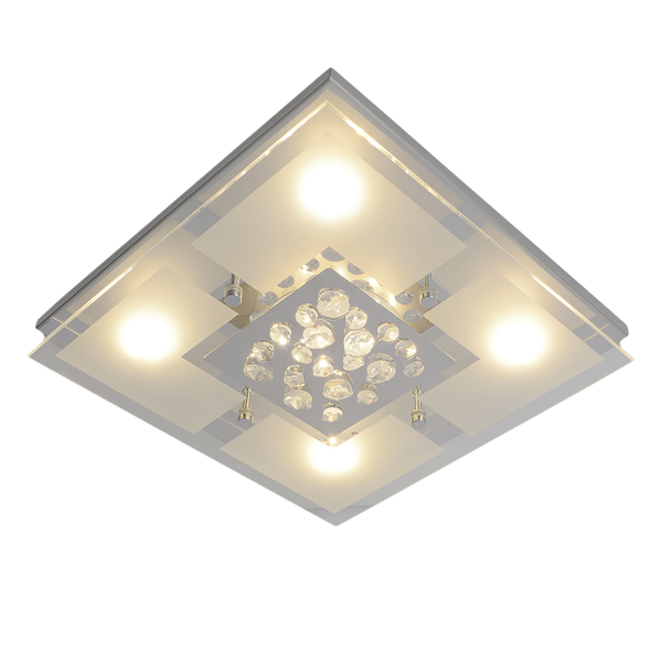 LED-Deckenleuchte Chur II - Kristallglas / Edelstahl - 5-flammig