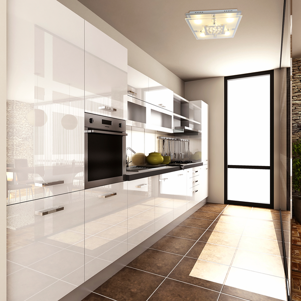 LED-Deckenleuchte Chur II - Kristallglas / Edelstahl - 5-flammig