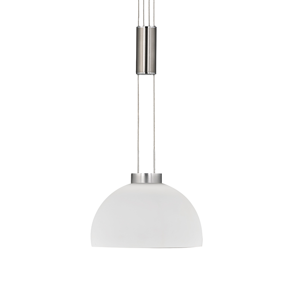 LED-Pendelleuchte Avignon I - Milchglas / Eisen - 1-flammig - Matt Silber