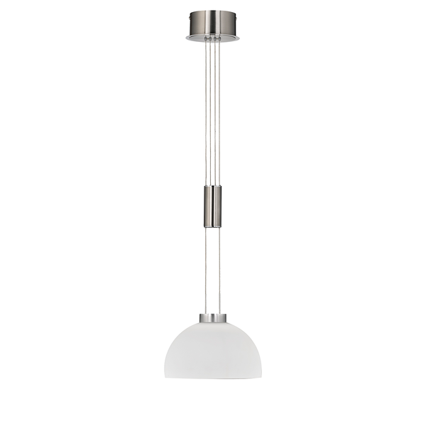 LED-Pendelleuchte Avignon I - Milchglas / Eisen - 1-flammig - Matt Silber