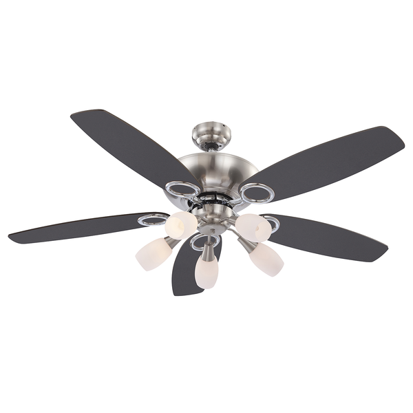 Deckenventilator Jerry - Milchglas / Eisen - 5-flammig