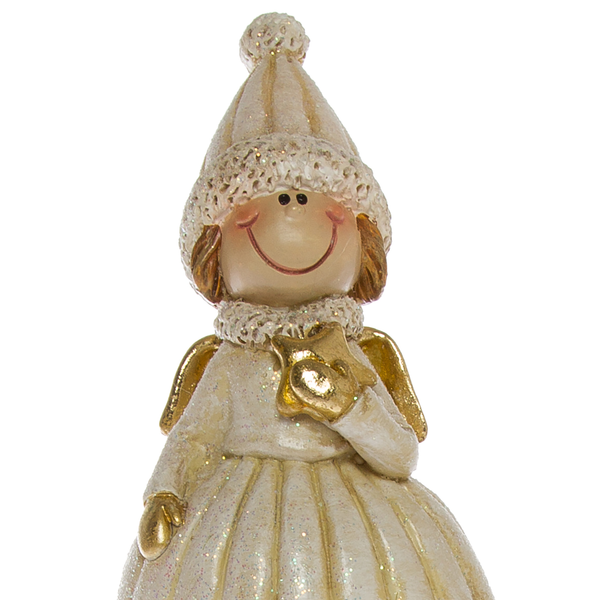 Dekofigur Winterkinder (2-teilig) - Polyresin - Creme / Gold