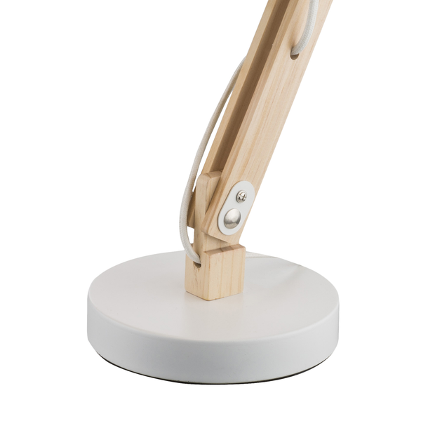 Tischleuchte Tongariro - Eisen / Buche massiv - 1-flammig - Weiß