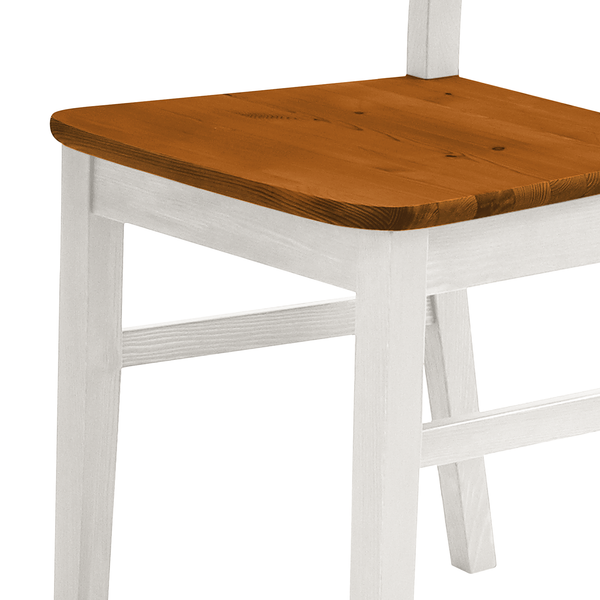 Esszimmerstuhl Bergen (2er Set) - Kiefer massiv - Kiefer Weiß / Kiefer Bernstein