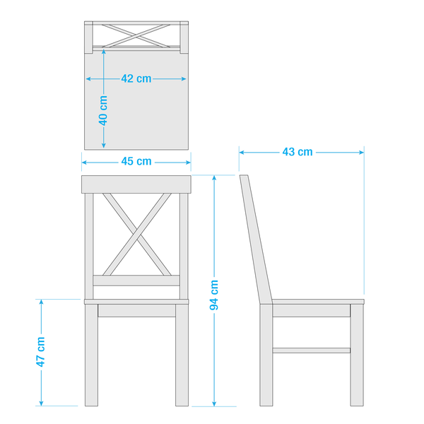 Esszimmerstuhl Bergen (2er Set) - Kiefer massiv - Kiefer Weiß / Kiefer Bernstein