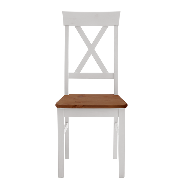 Esszimmerstuhl Bergen (2er Set) - Kiefer massiv - Kiefer Weiß / Kiefer Bernstein