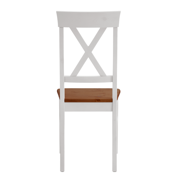 Esszimmerstuhl Bergen (2er Set) - Kiefer massiv - Kiefer Weiß / Kiefer Bernstein