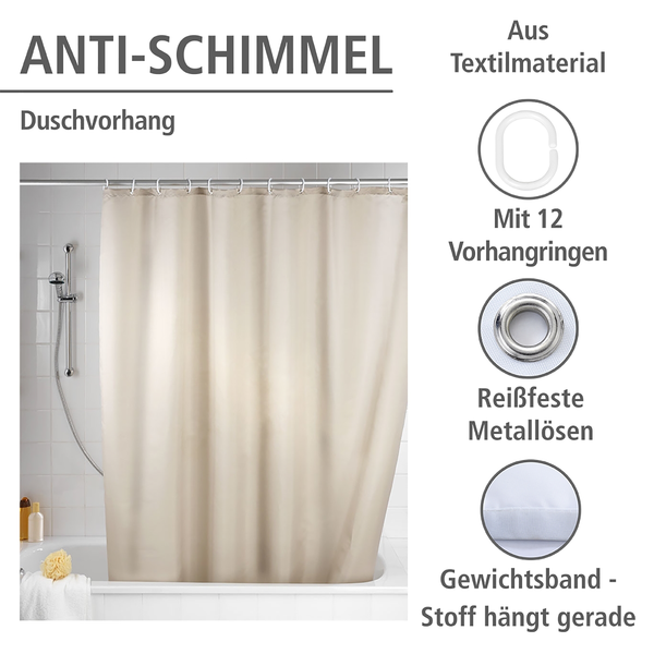 Anti-Schimmel Duschvorhang Pococi - Webstoff - Beige