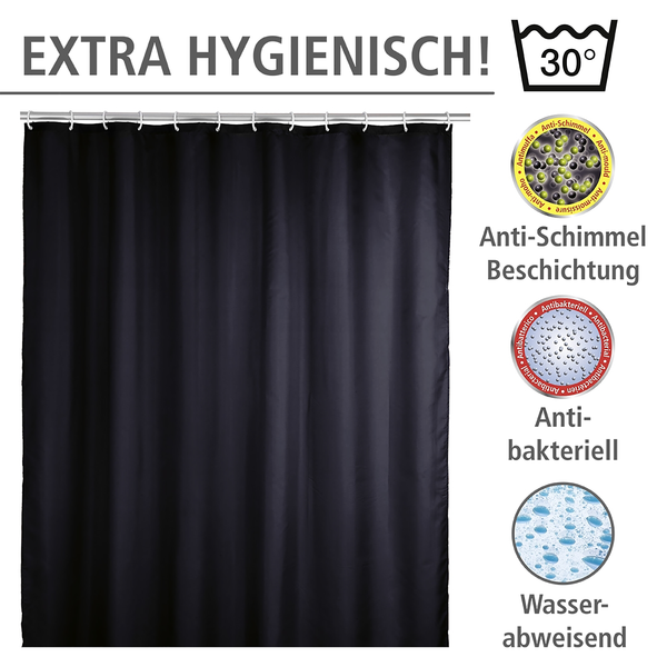 Anti-Schimmel Duschvorhang Pococi - Webstoff - Schwarz