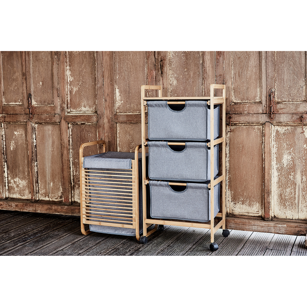 Wäschesammler Bahari II - Braun - Mischgewebe - Bambus - 40 x 60 x 35 cm