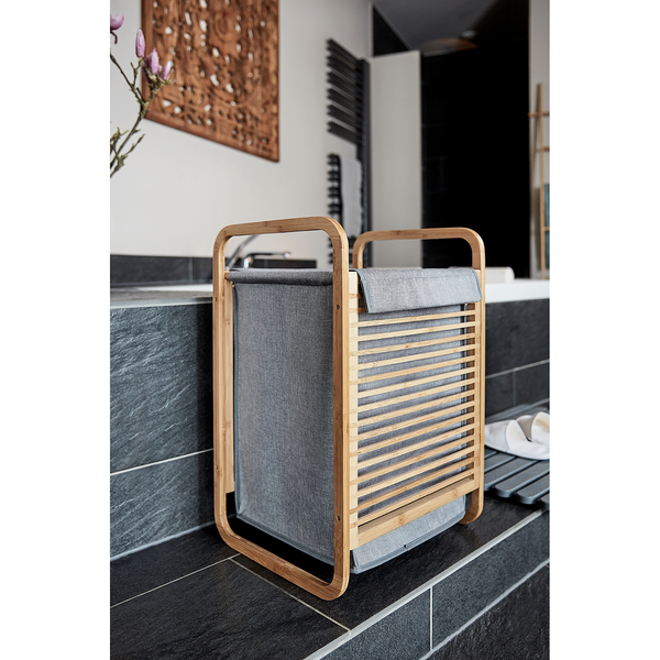 Wäschesammler Bahari II - Braun - Mischgewebe - Bambus - 40 x 60 x 35 cm