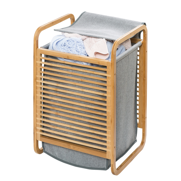 Wäschesammler Bahari II - Braun - Mischgewebe - Bambus - 40 x 60 x 35 cm