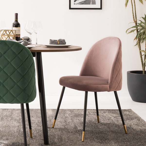 Polsterstuhl Farum - Samt / Stahl - Schwarz - Samt Zala: Altrosa - Einzelstuhl