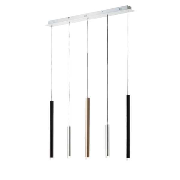 LED-Pendelleuchte Cembalo II - Acrylglas / Stahl - Flammenanzahl: 5