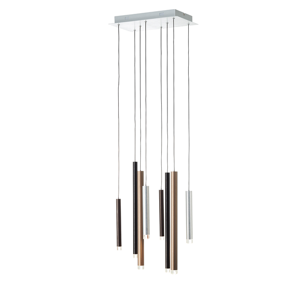 LED-Pendelleuchte Cembalo III - Acrylglas / Stahl - Flammenanzahl: 8