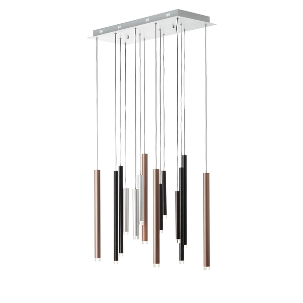 LED-Pendelleuchte Cembalo III - Acrylglas / Stahl - Flammenanzahl: 14