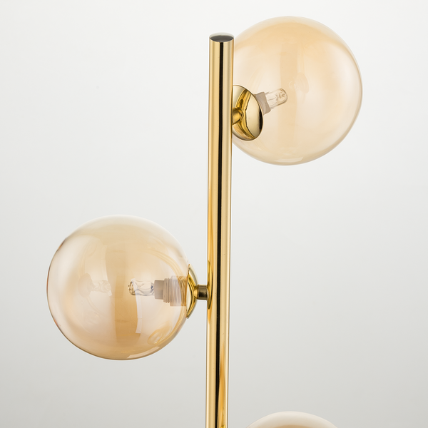 Stehleuchte KJUL - Metall Gold glänzend / Glas Bernsteinfarben