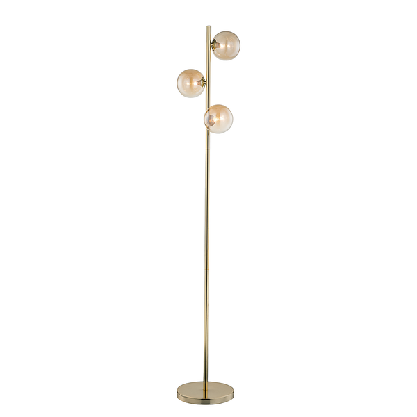 Stehleuchte KJUL - Metall Gold glänzend / Glas Bernsteinfarben