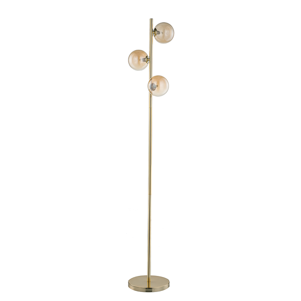 Stehleuchte KJUL - Metall Gold glänzend / Glas Bernsteinfarben