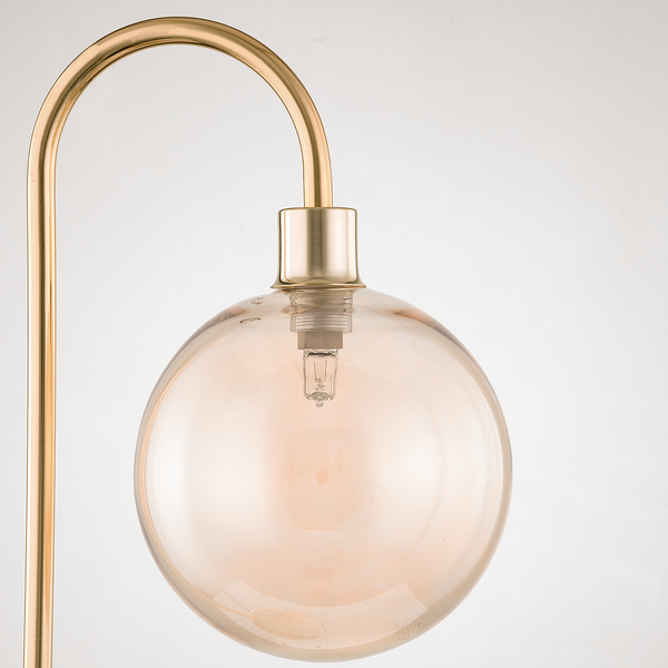 Tischleuchte KJUL - Metall Gold glänzend / Glas Bernsteinfarben