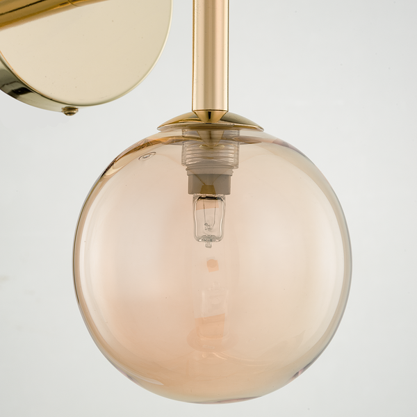 Wandleuchte KJUL - Metall Gold glänzend / Glas Bernsteinfarben