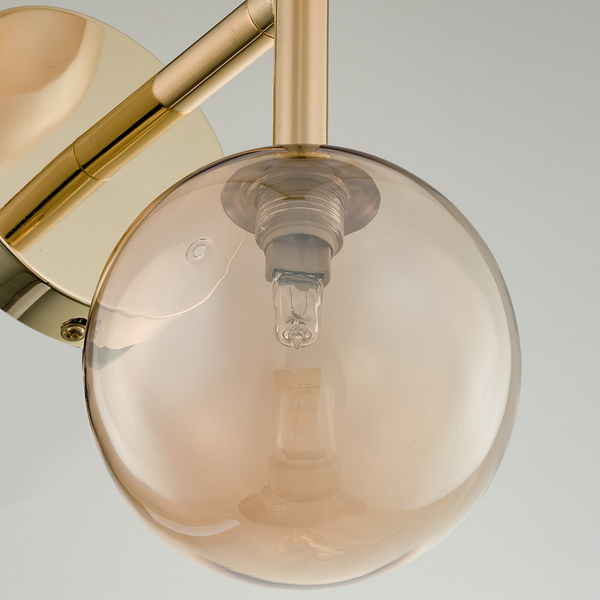 Wandleuchte KJUL - Metall Gold glänzend / Glas Bernsteinfarben