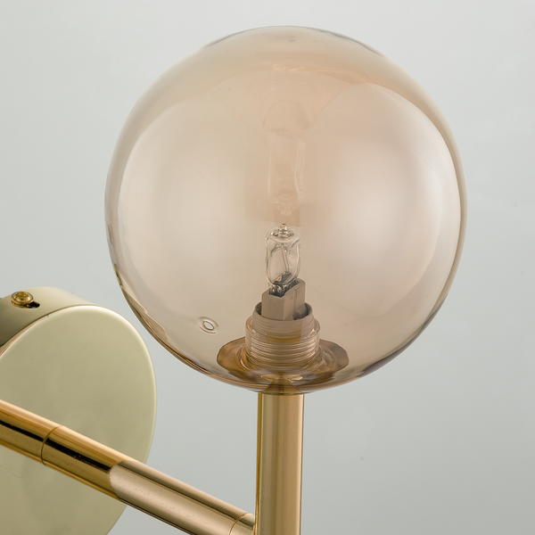 Wandleuchte KJUL - Metall Gold glänzend / Glas Bernsteinfarben